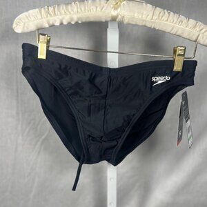 NWT Speedo Powerflex Chlorine Resistant Briefs in Black - Size 34